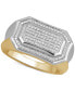 ფოტო #1 პროდუქტის Men's Diamond Pavé Cluster Ring (1/5 ct. t.w.) in Sterling Silver & 18k Gold-Plate