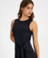 ფოტო #3 პროდუქტის Petite Tie-Front Asymmetrical-Hem Midi Dress, Created for Macy's