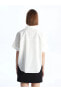 Фото #5 товара LCW Vision Düz Kısa Kollu Oversize Keten Karışımlı Kadın Gömlek Gömlek