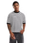 Фото #3 товара ASOS DESIGN boxy oversized t-shirt in white and black stripe