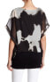 Фото #2 товара Papillon 157571 Women's Short Dolman Sleeve Print Blouse Black/White Sz. Medium