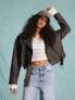 Фото #5 товара Miss Selfridge washed faux leather crop biker