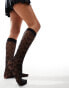 Фото #1 товара ASOS DESIGN sheer knee high socks with bow monogram in black