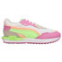 Puma City Rider Translucent Lace Up Womens Green, Orange, Pink, White Sneakers