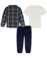 Baby Boys J-Class Logo T-shirt, Long Sleeve Plaid Shirt and Twill Joggers, 3 Piece Set