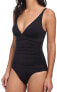 Tommy Bahama Womens 183950 Pearl V-Neck One Piece Swimsuit Black Size 10