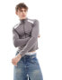 Фото #4 товара COLLUSION slim fit zip through top with sports detail in grey