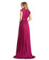 ფოტო #4 პროდუქტის Women's Ieena Pleated Plunge Neck Belted Satin Gown