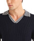 Фото #3 товара Men's Miami Vice x Textured Short-Sleeve Striped-Trim Polo Sweater