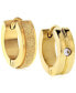 ფოტო #1 პროდუქტის Sutton Gold-Tone Stainless Steel Matte Glitter And Stone Huggie Earrings