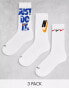 Nike Training Everyday Plus Cushioned graphic 3 pack ankle socks in white Белый, S - EU 34-38 - фото #1