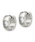 ფოტო #3 პროდუქტის Stainless Steel Brushed Polished CZ Round Hinged Hoop Earrings