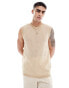 ASOS DESIGN relaxed knitted vest in open knit texture in stone