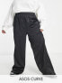 Фото #1 товара ASOS DESIGN Curve satin pull on trousers black