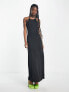 Фото #1 товара Weekday Deep low back halter neck maxi dress in light black