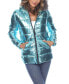ფოტო #1 პროდუქტის Women's Metallic Puffer Coat With Hoodie