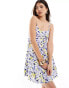 Wednesday's Girl bloom floral tiered smock dress in blue