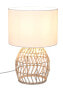 Фото #1 товара LED Tischlampe Rattan Stoff Boho Stil