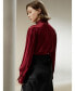 ფოტო #1 პროდუქტის Women's Asymmetrical Embellished Pleats Silk Shirt for Women