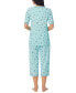 ფოტო #6 პროდუქტის Printed Elbow-Sleeve Top & Capri Pants Pajama Set