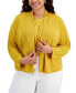 Фото #1 товара Plus Size Collarless Open-Front Jacket