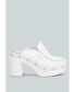 Lyrac Recycled Leather Platform Clogs In White