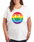 ფოტო #1 პროდუქტის Trendy Plus Size Pride Rainbow Smiley Graphic T-shirt