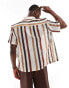 Bershka texture multi-colour stripe shirt in brown