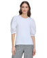 ფოტო #1 პროდუქტის Women's Puff-Sleeve Ruffle-Detail Top