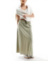 Фото #1 товара Cotton On maxi shift skirt in sage linen