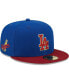 Фото #1 товара Men's Royal, Red Los Angeles Dodgers Logo Primary Jewel Gold Undervisor 59FIFTY Fitted Hat