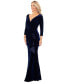 Фото #3 товара Petite Ruffled Long-Sleeve Velvet Gown