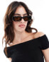 ASOS DESIGN mid square sunglasses in black with brown lens