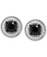 ფოტო #3 პროდუქტის Black Diamond (7/8 ct. t.w.) & White Diamond (1/10 ct. t.w.) Halo Stud Earrings in Sterling Silver