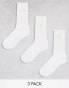 ASOS DESIGN 3 pack sock with tennis embroidery in white