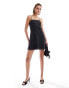 Фото #3 товара & Other Stories linen mini flippy dress with adjustable straps and panelled seams in black