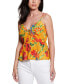 ფოტო #1 პროდუქტის Women's Stacy Printed Eyelet Peplum Top