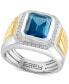 ფოტო #1 პროდუქტის EFFY® Men's London Blue Topaz (5-1/10 ct. t.w.) & Diamond (1/5 ct. t.w.) Ring in Sterling Silver & 18k Gold-Plate