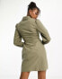 Фото #2 товара Miss Selfridge poplin wrap shirt dress in khaki