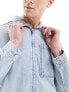 River Island zip through denim jacket in light blue