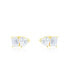 Yellow Gold Tone Heart and Emerald Cut Studs - фото #1