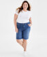 ფოტო #3 პროდუქტის Plus Size Denim Raw-Edge Bermuda Shorts, Created for Macy's