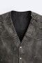 Vintage-effect leather waistcoat