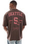 Фото #1 товара ASOS DESIGN oversized t-shirt in dark brown with Seattle sport back print