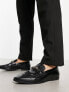 ASOS DESIGN loafers in black faux croc with gold snaffle