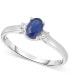 ფოტო #1 პროდუქტის Sapphire (1/2 ct. t.w.) & Diamond Accent Oval Ring in 14k White Gold