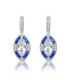 Фото #3 товара Sterling Silver with White Gold Plated and Sapphire Cubic Zirconia Leverback Earrings