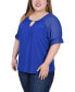 Фото #3 товара Plus Size Short Ruffle Sleeve Top with Rhinestones