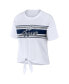 Фото #2 товара Women's White Jackson State Tigers Striped Front Knot Cropped T-shirt