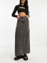 Фото #7 товара COLLUSION long maxi denim skirt in washed black